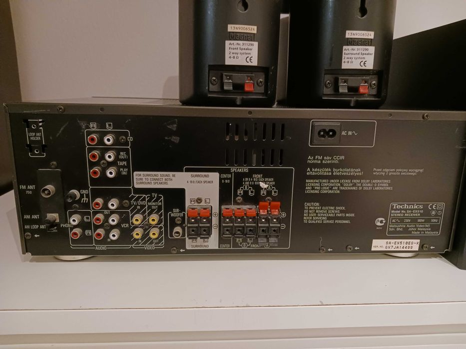 Zestaw Technics Aplituner + Subwofer magnat i 5szt głośników.