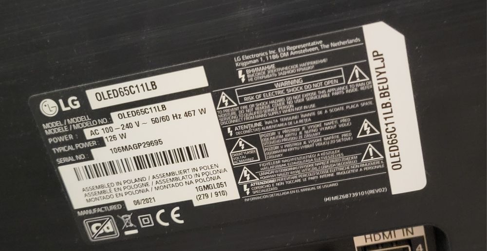 Телевизор 65" LG OLED65C11LB (OLED 65 C1) / Идеальный экран!