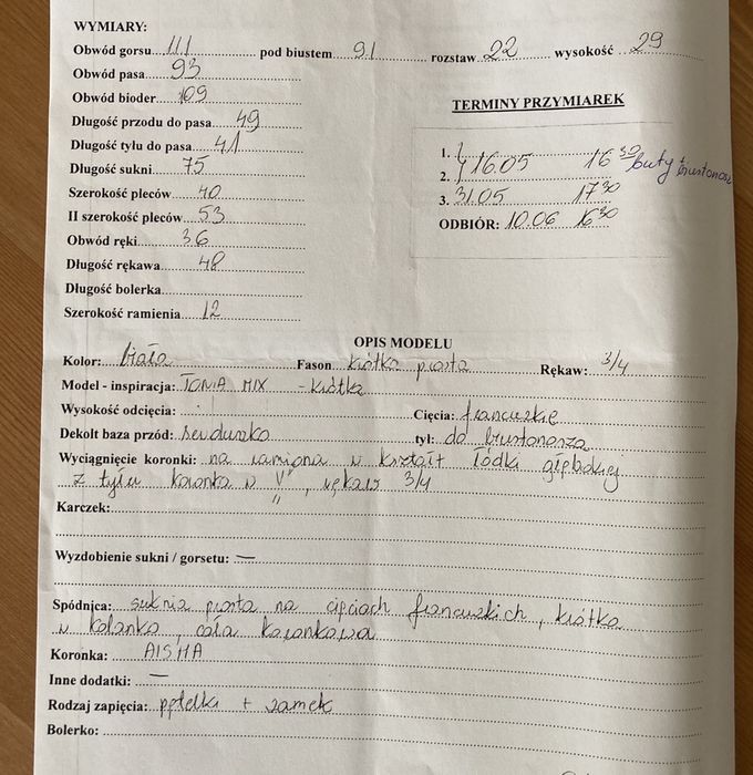 Suknia ślubna - szyta
