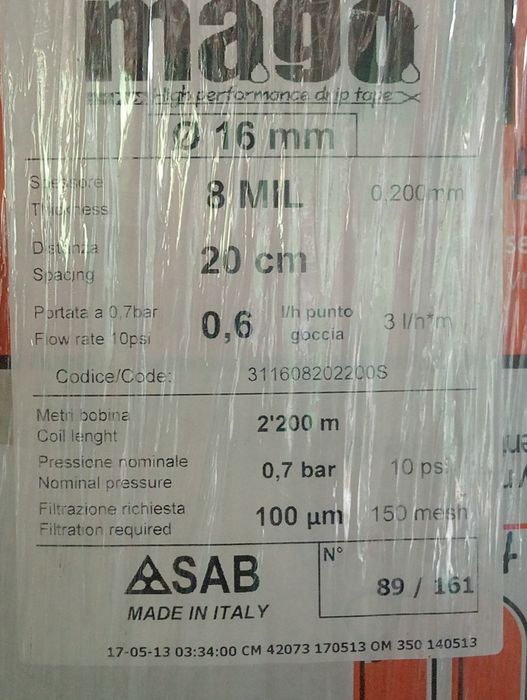 Taśma kroplujaca MAGO 8Mil 20cm