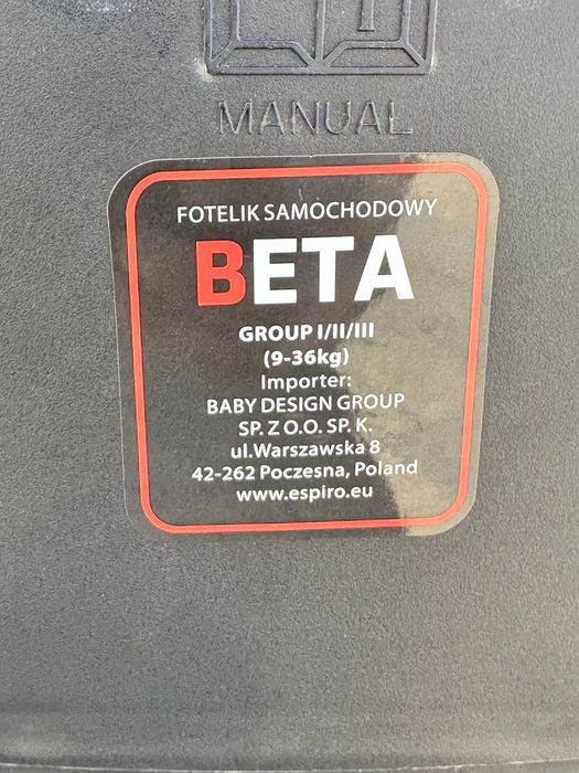 espiro fotelik samochodowy beta 9-36kg