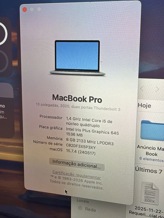 Mac book pro 13 polegadas 2020 (com touchbar)