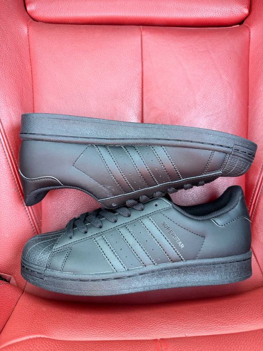 (БЕЗ ПЕРЕДОПЛАТИ) Adidas Superstar Classic All Black адідас суперстар повністю чорні шкіряні