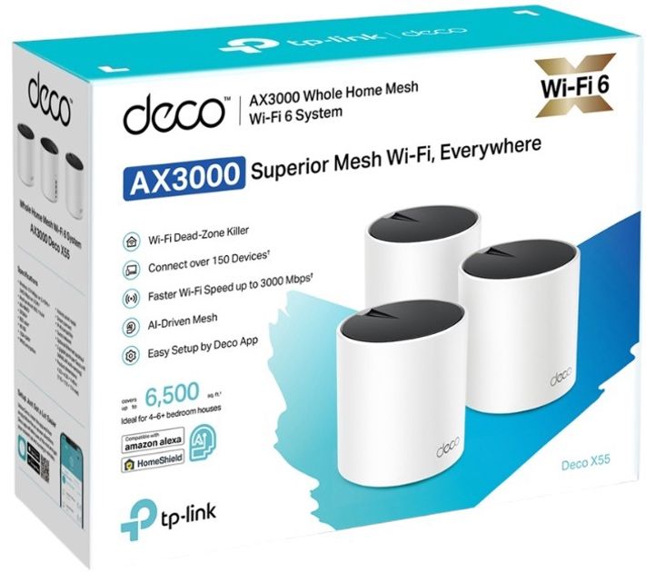 TP-Link Deco X55 3-pack | Маршрутизатор | Mesh | Меш-система