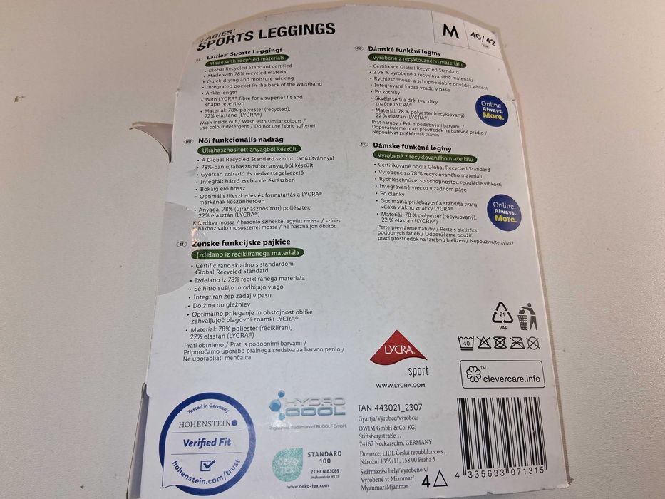 A162 Crivit Premium Damskie Legginsy Sportowe Capri Kieszeń R. S 36/38