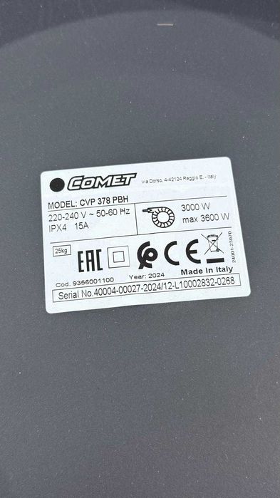 ASPIRADOR CVP 378 PBH 220-240V/50-60HZ COMET