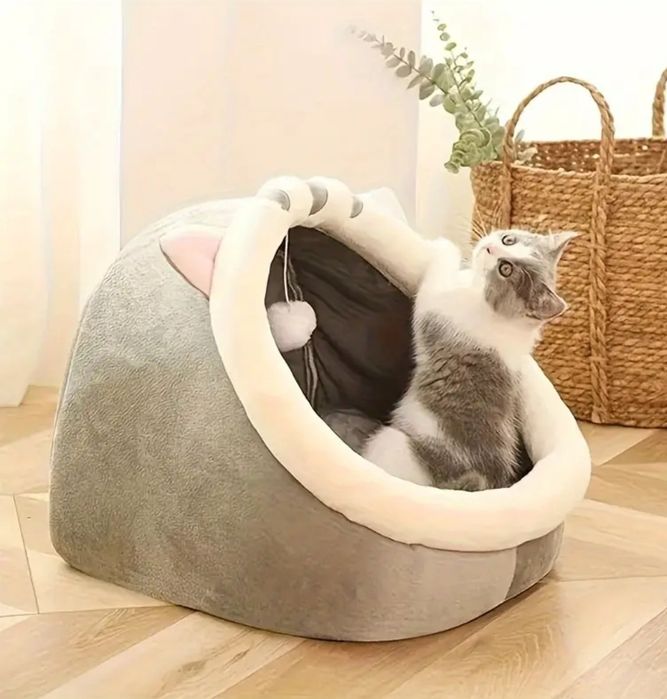 Великий м'який будиночок для котів із внутрішньою подушкою