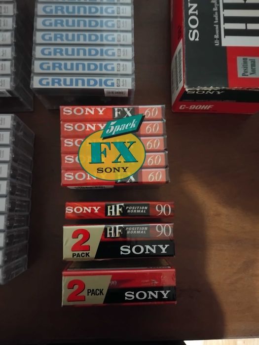 Kasety magnetofonowe. Zestaw 60 sztuk NOS oryginalne zafoliowane. Sony Grundig