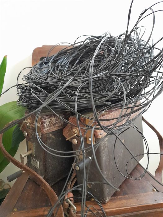 Antiguidade rara segunda guerra mundial 2 telefones trincheiras e fio