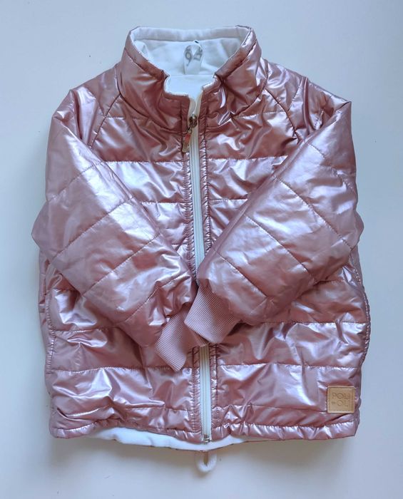 Unikatowa kurtka różowa błyszcząca metalik PoliOli 92/98