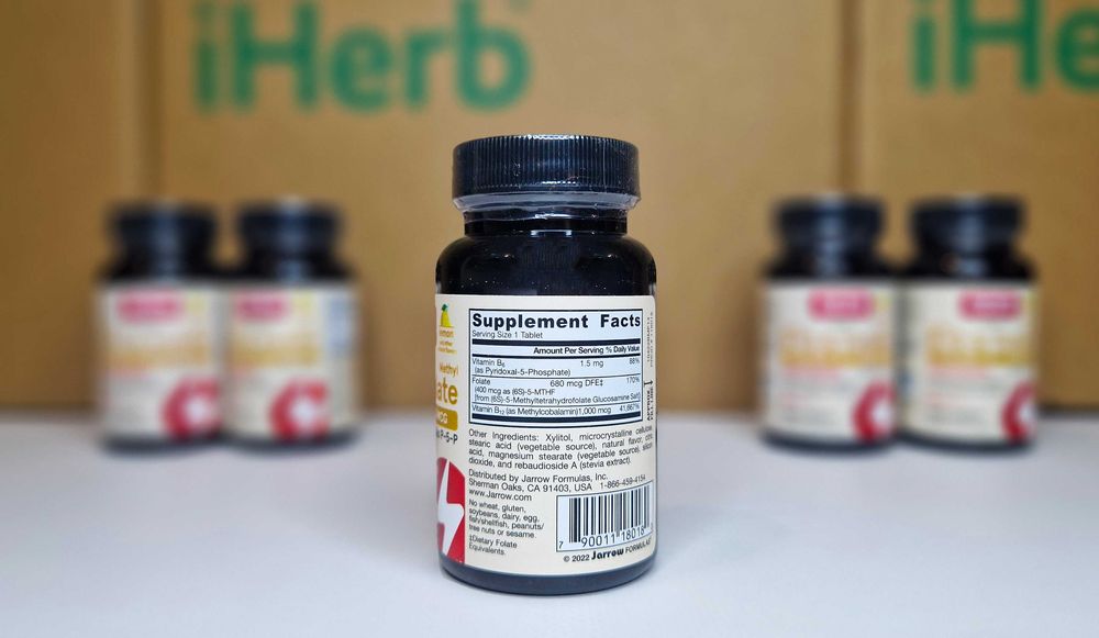Jarrow Formulas, витамин метил В12 и метилфолат, 100 шт. Вітамін В-12