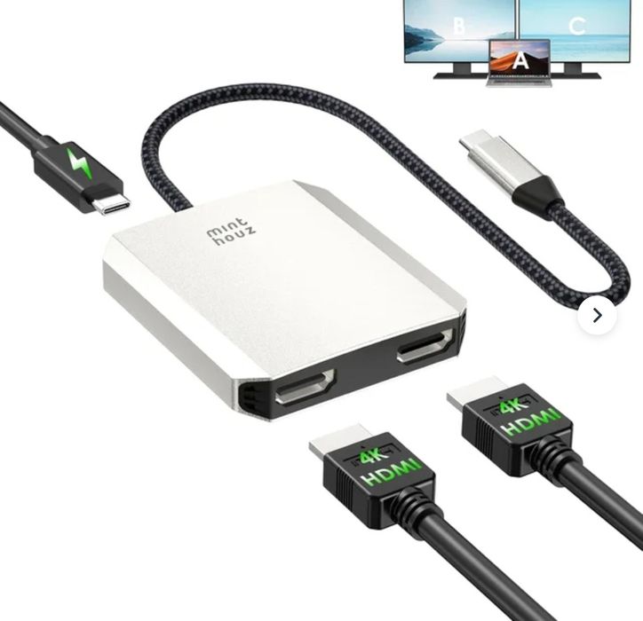 Hub, adapter USB-C do 2x HDMI, USB-A, typ C 95W PD