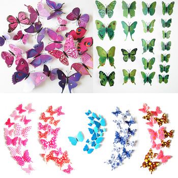 Бабочки Метелики 3D 12 шт декор на стену для дома детская кухн