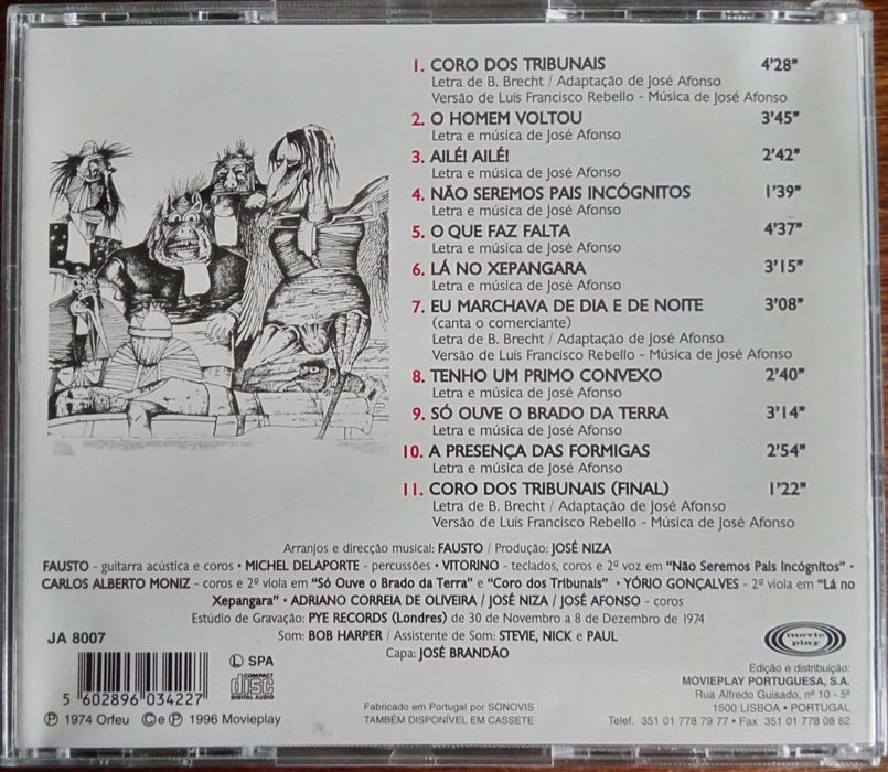 José Afonso	- - - - -		Coro dos Tribunais	- - - - -	CD