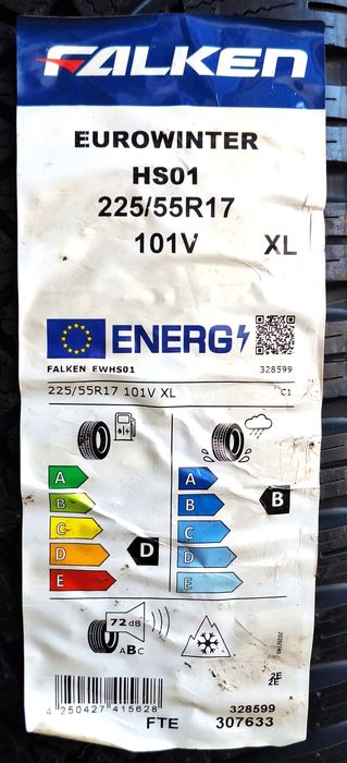 2x 225/55R17 Falken Eurowinter HS01 101V D/B/72dB 3 lata gwar.
