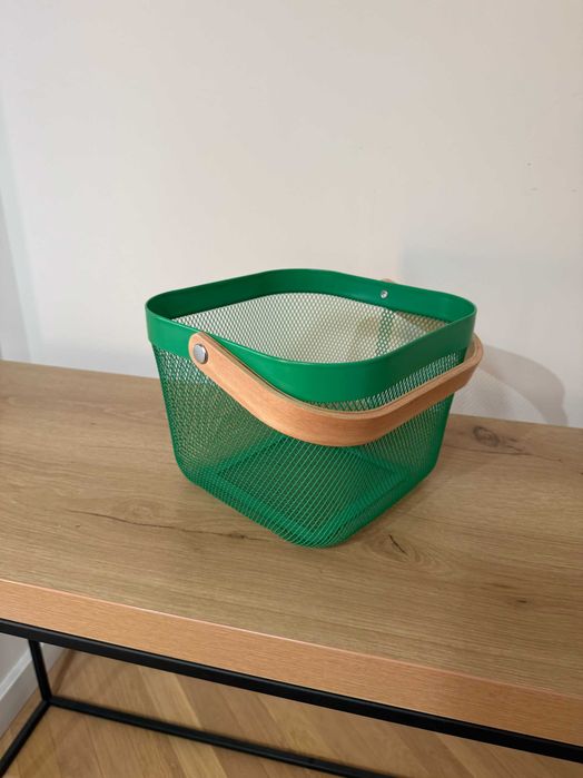 IKEA RISATORP Kosz na owoce, metal, ciemnozielony, 25x26x18 cm