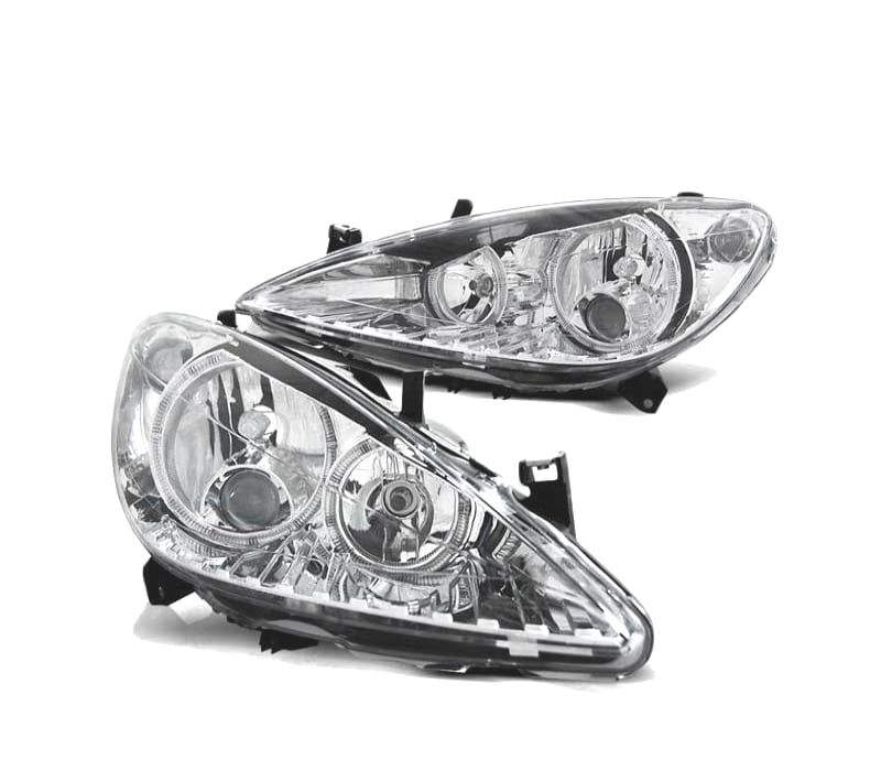 FARÓIS ANGEL EYES PEUGEOT 307 01-05 CROMADO