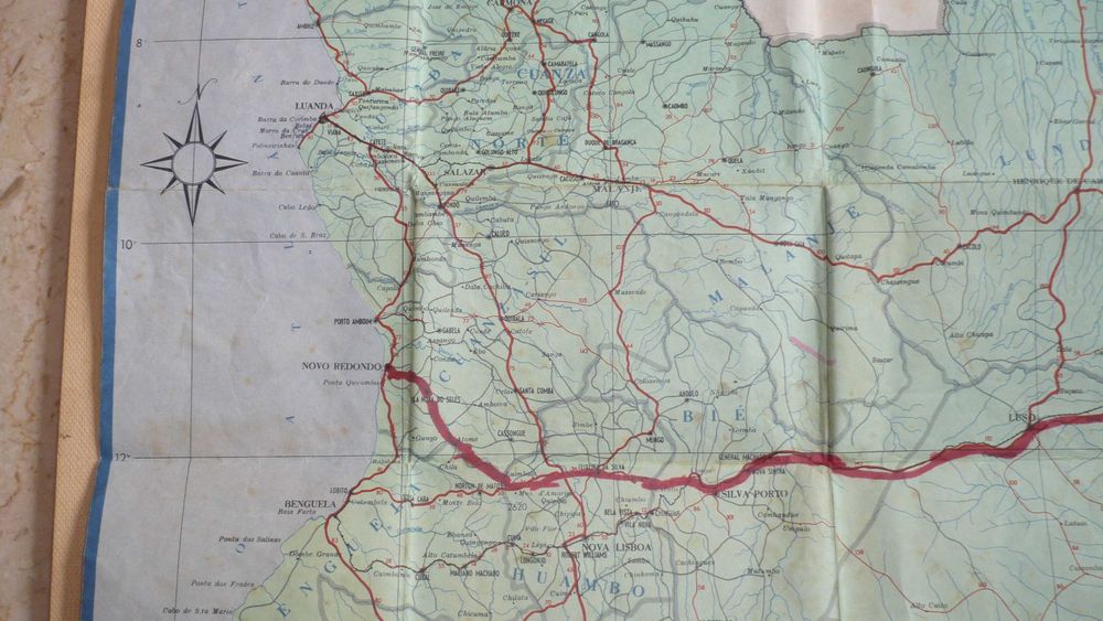 Portugal - Angola Mapa das Estradas e Planta de Luanda - Antigo