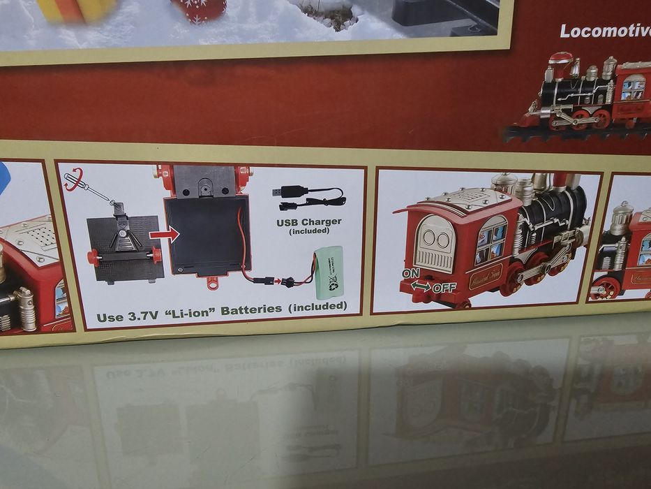 Este conjunto de brinquedos é o Train the World, um comboio de Natal t