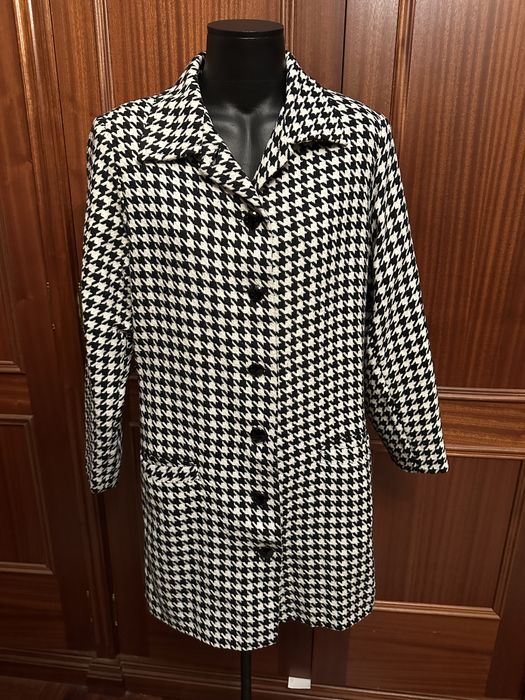 Sobretudo vintage anos 80 preto e branco, tamanho L