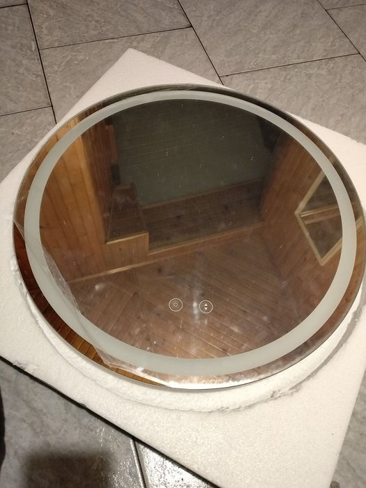 Lustro Łazienkowe Okrągłe 50cm  Podświetlenie LED Ściemnialne NOWE