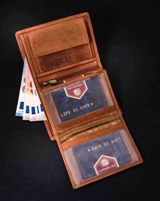 portfel męski bez zapięcia z naturalnej skóry nubukowej - peterson