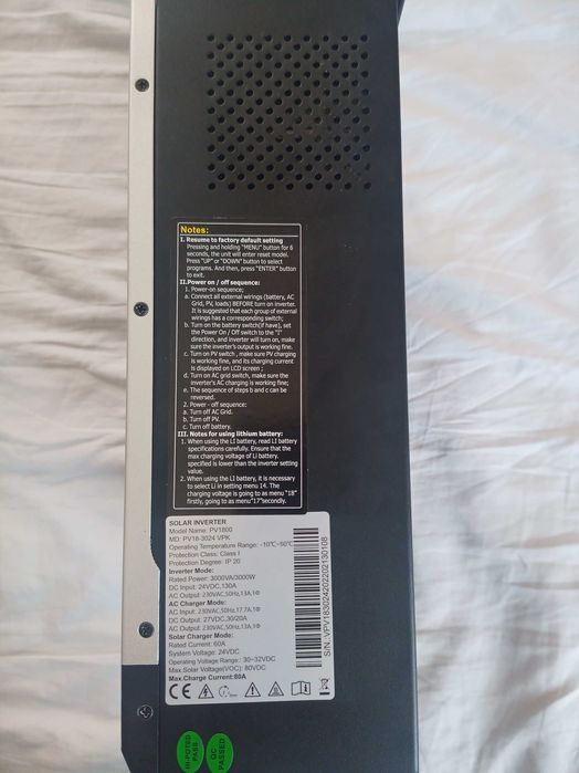 Сонячний інвертор 3кВт автономний MUST PV18-3024 VPK