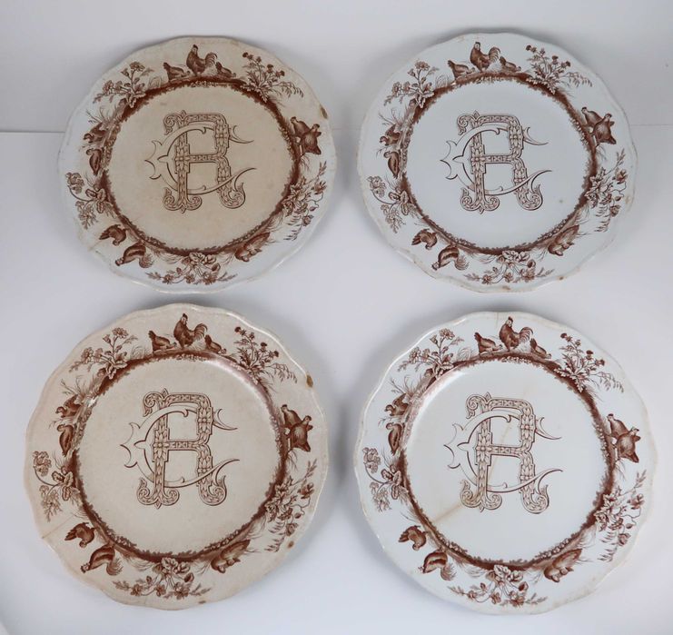 4 Pratos Brasonados "CR" Séc. XIX