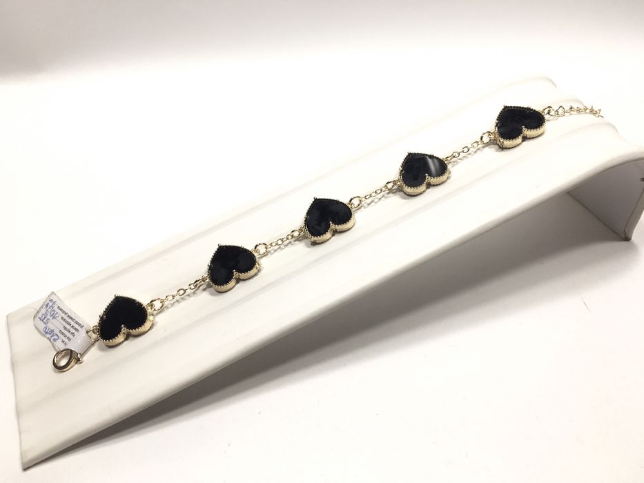 Złota, damska bransoleta Serduszka•pozłacana 585•bita próba