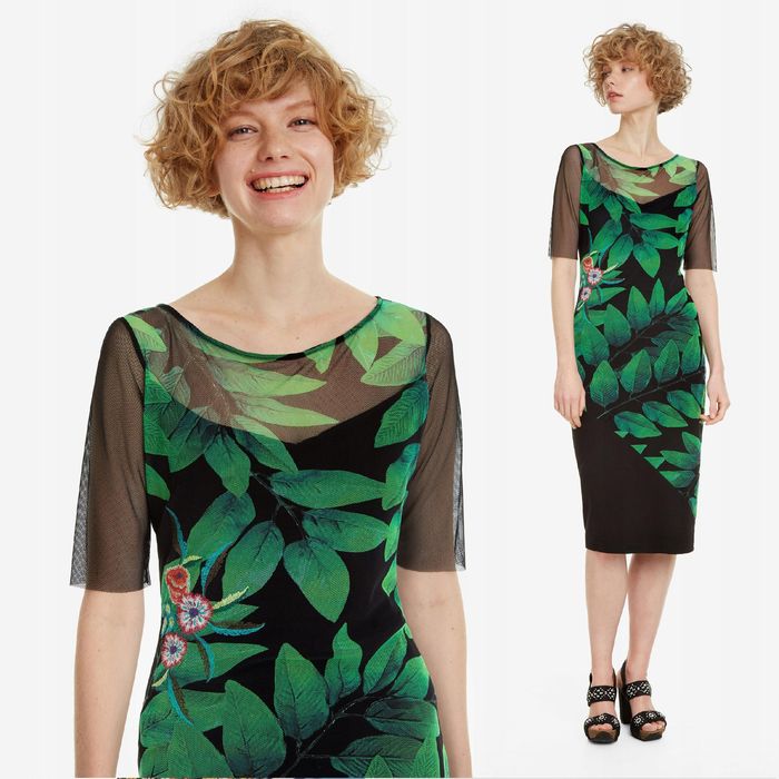 Sukienka z transparentnym dekoltem DESIGUAL S 36