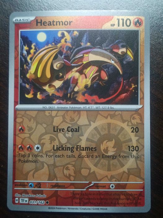REVERSE HOLO Heatmor 031/162 Karta POKEMON TCG S&V Temporal Forces