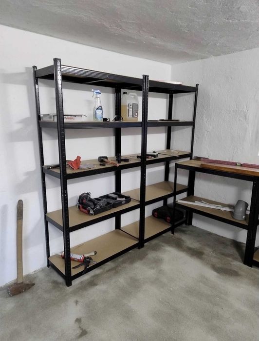 Regał Metalowy Magazynowy Czarny 180x90x40cm 875kg Sklepowy Garażowy