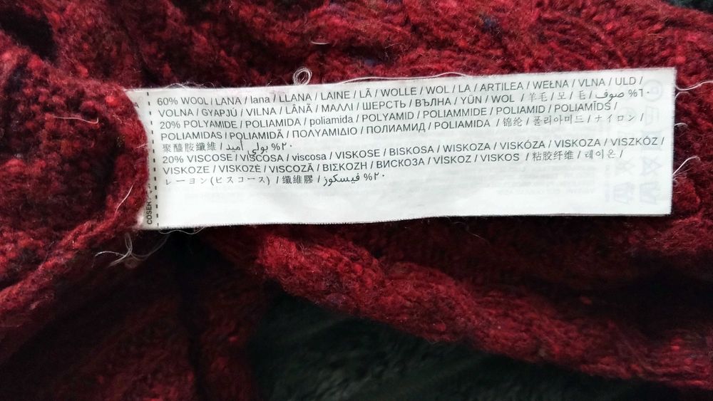 Sweter męski Mango bordowy M 60% wełna [skurczony do S po praniu]