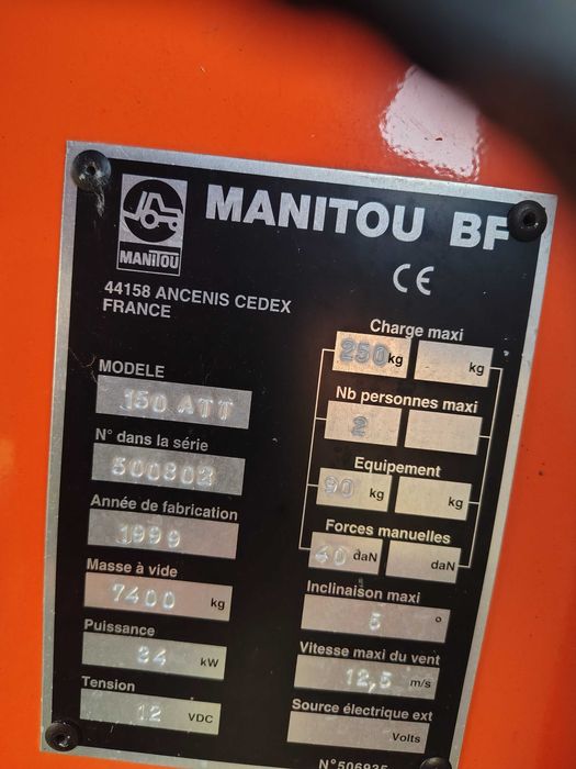 Podnośnik koszowy spalinowy Manitou ATT 150 wysokość robocza 15M