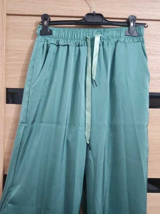 Luksusowe spodnie satynowe Ice Silk zielone