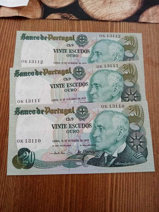 20$00 de GAGO COUTINHO 3 Notas Numeração seguida OK 13110 - 2 BELAS