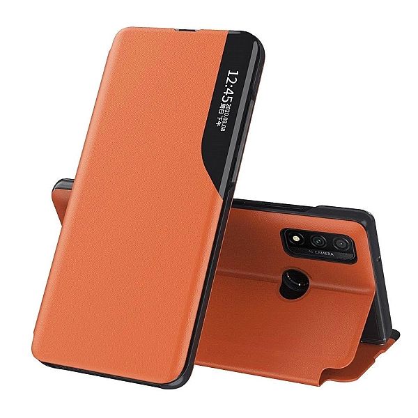 Etui Huawei P40 Lite pomarańczowy elegancki futerał etui z klapką i fu