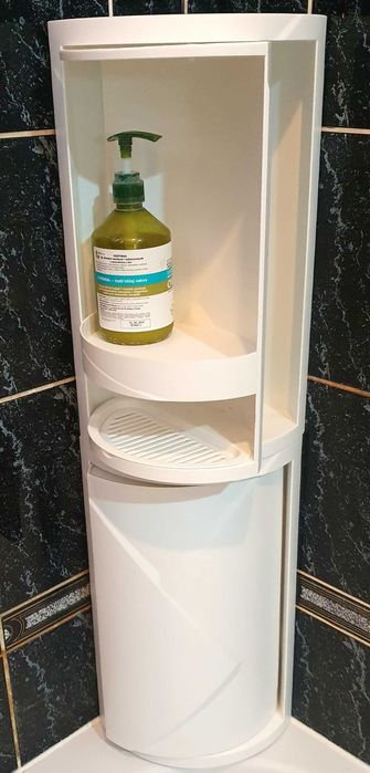 Narożna obrotowa szafka do łazienki