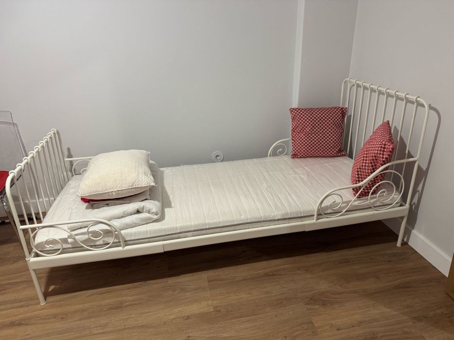 cama completa estrado e colchão metal extensíveis