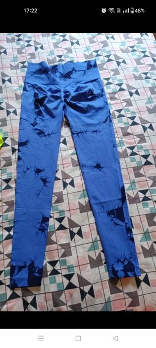 Legginsy push up modelujące sylwetkę wysoki stan XS S 34 36 niebieskie