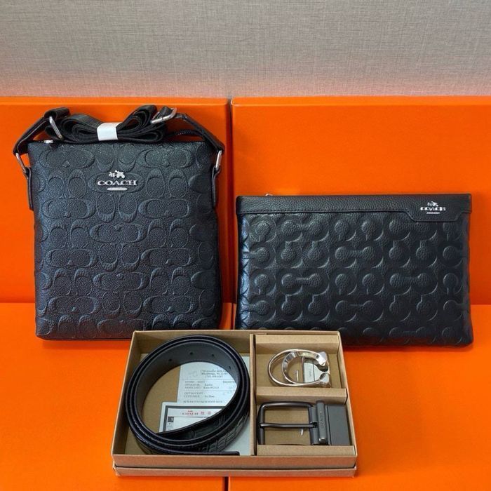 Купить мужской подарочный набор coach  ремень и сумка коач барсетка