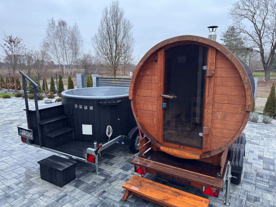 Wynajem Mobilna Sauna Balia Jacuzzi z dostawą, okazje imprezy, prezent
