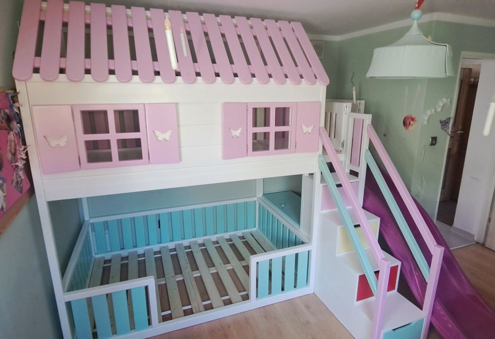 Łóżko piętrowe drewniane 120x180