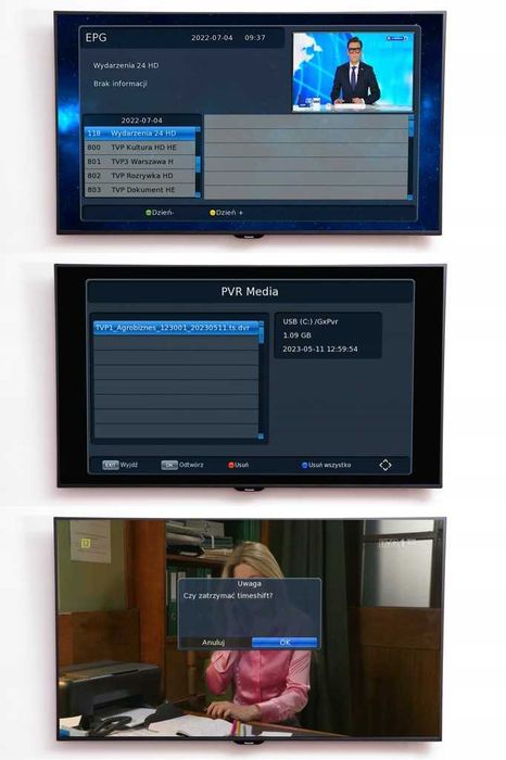 Tuner dekoder dvb-t2 naziemnej h.265 HEVC FULL HD HDMI pilot baterie