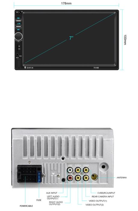 Rádio 2Din 7018B Bluetooth MirrorLink USB cartão controle volante NOVO