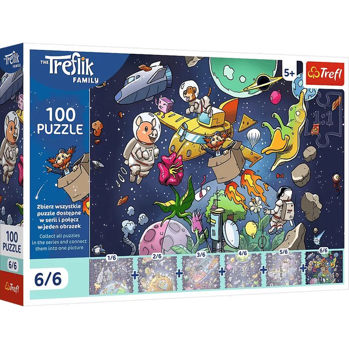 Puzzle 100 Rodzina Treflików Wujcio w kosmosie 16546. Trefl. Nowy Produkt