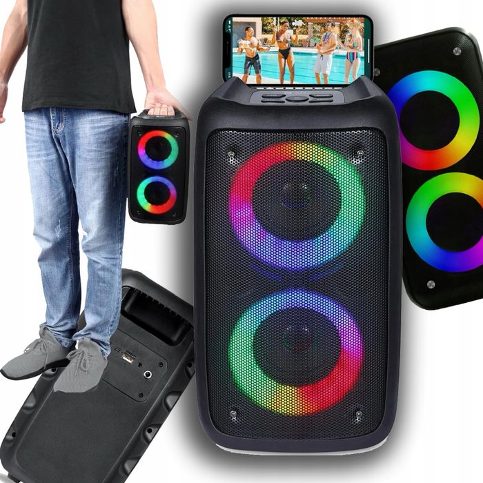 GŁOŚNIK Bezprzewodowy Karaoke BLUETOOTH Aux Kolumna PartyBox Usb