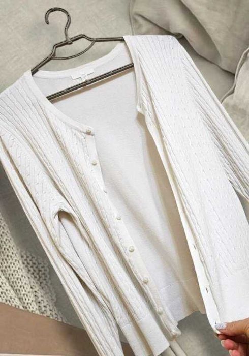 Белый кардиган-кофта на пуговицах кофта H&M, р. L