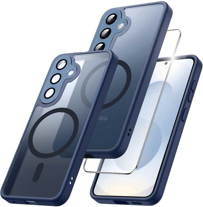 Etui Case MagSafe Niebieski do Samsung Galaxy S25 Plus + Szkło Hartowane