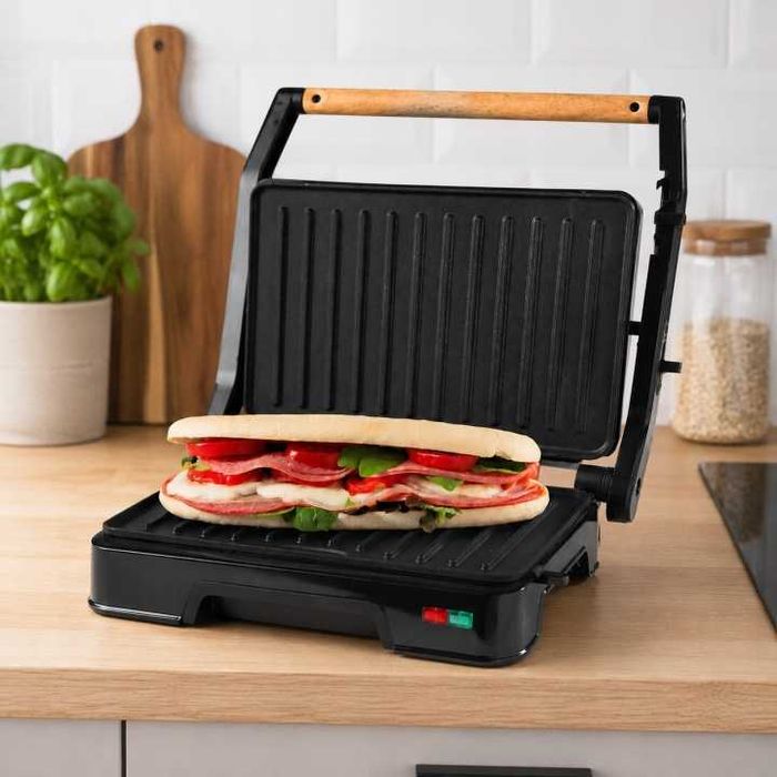 BESTRON Grill Elektryczny opiekacz 850W Czarny Powłoka Nieprzywierająca
